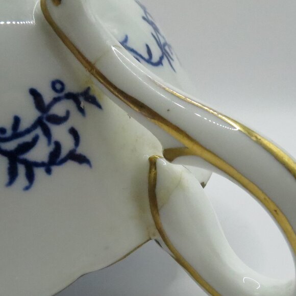 Coalport Cream Soup Bouillon Cup Saucer Set of 2 Blue White Leaves Ivy 5590K - Picture 12 of 15